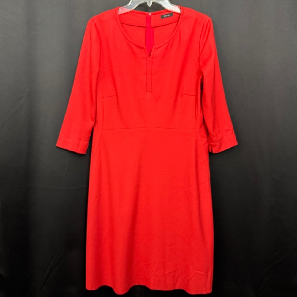 RIANI Red Knit Shift Dress Women’s Estimated US 6/8 Knee Length ¾ Sleeve